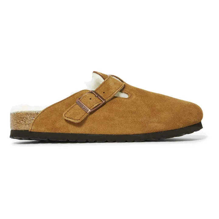 Boston Fur Suede Clogs - Adult Collection | Camel- Product image n°0