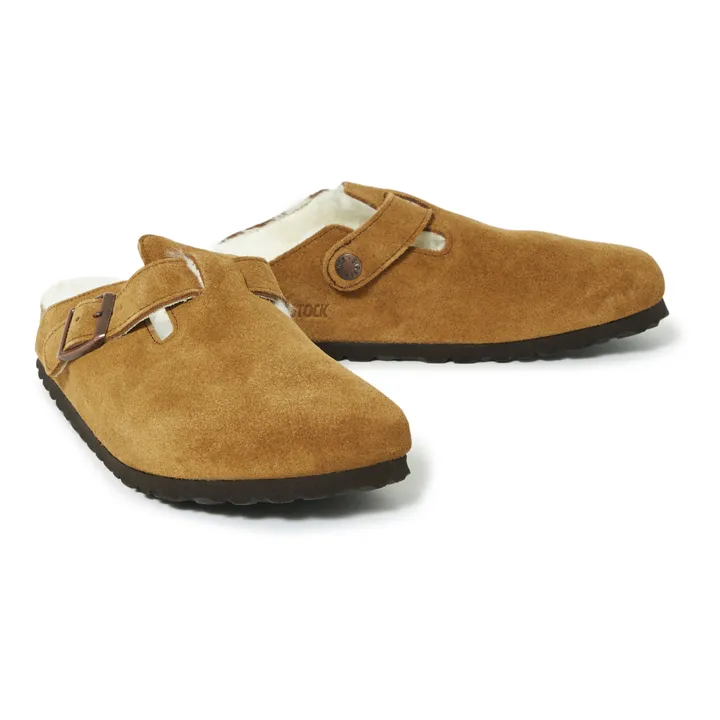 Boston Fur Suede Clogs - Adult Collection | Camel- Product image n°1