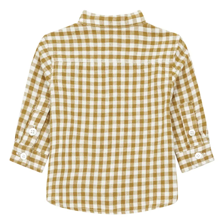 Cotton and Linen Checkered Kurta Shirt | Brown- Product image n°2