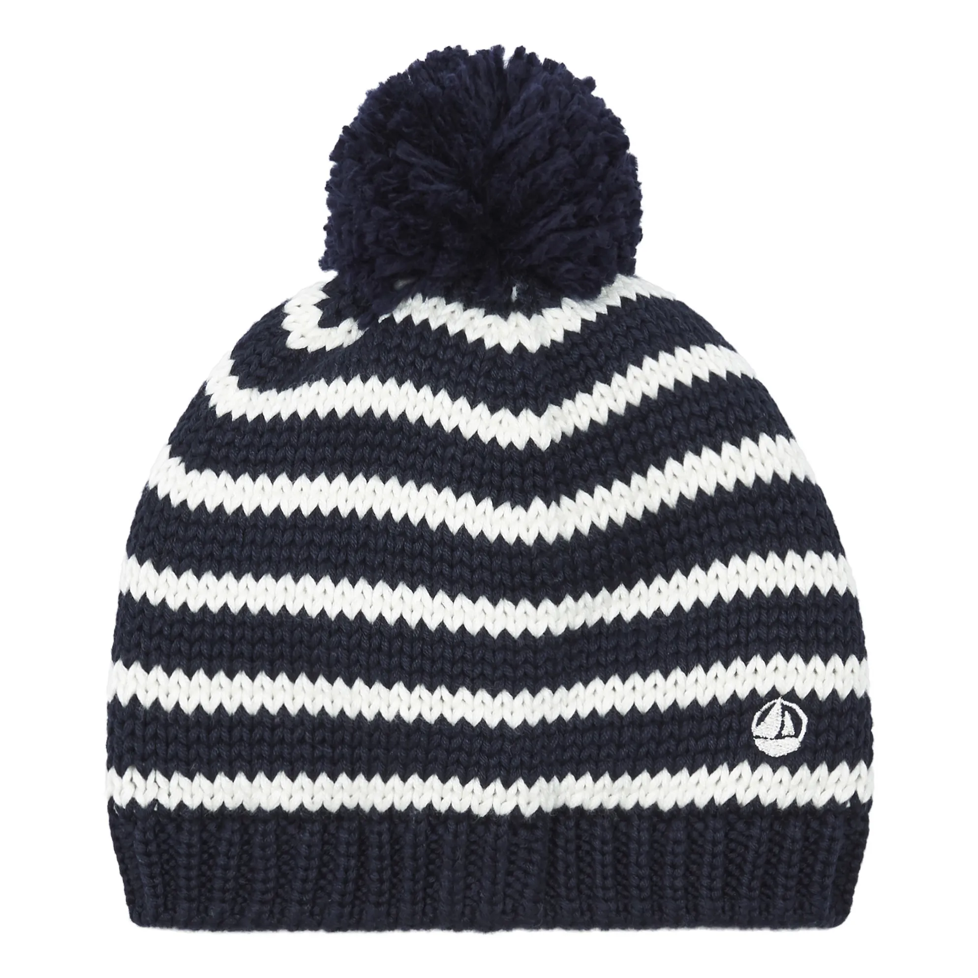Petit Bateau Unisex Blue Fleece-Lined Striped Beanie