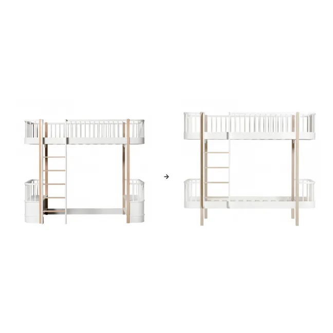Loft Bed To Bunk Bed Conversion Kit, White/ Oak