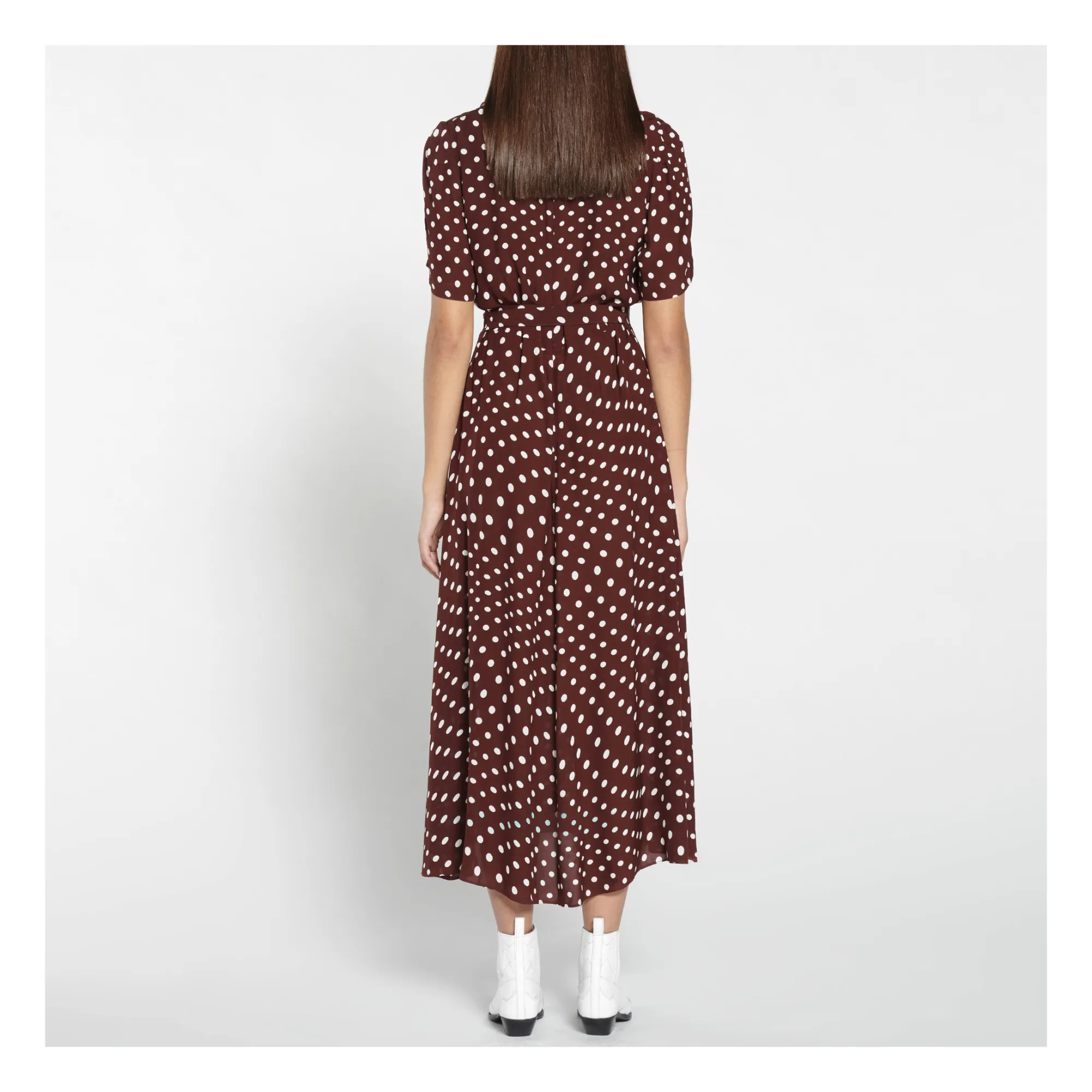 alexa chung brown polka dot dress Mermiad Open Back Burgundy Prom Dresses Sexy V neck Lace Long Formal D –  SELINADRESS main image 1