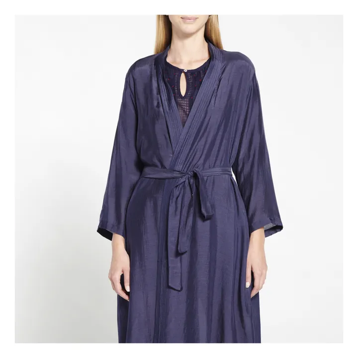 Kimono Baumwolle und Seide | Nachtblau- Produktbild Nr. 4