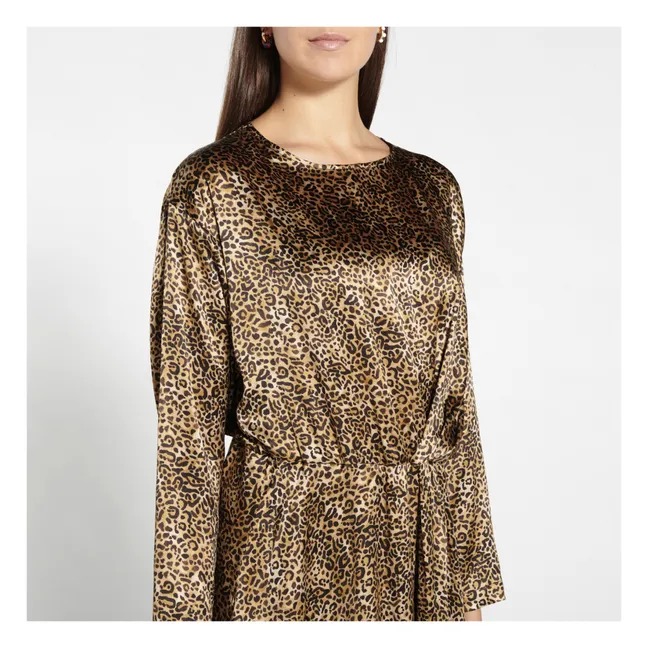 Vestido Benu de satén | Leopardo