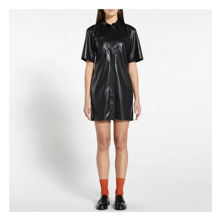 chinese dress ladies Vegan Leather Shirt Dress