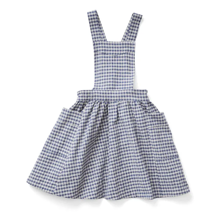 Harriet Pinafore Cotton and Linen Dress | Blue- Product image n°0
