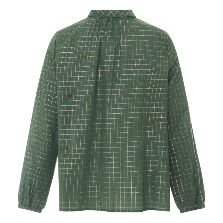 Lurex Check Blouse -Women's Collection | Green- Product image n°3