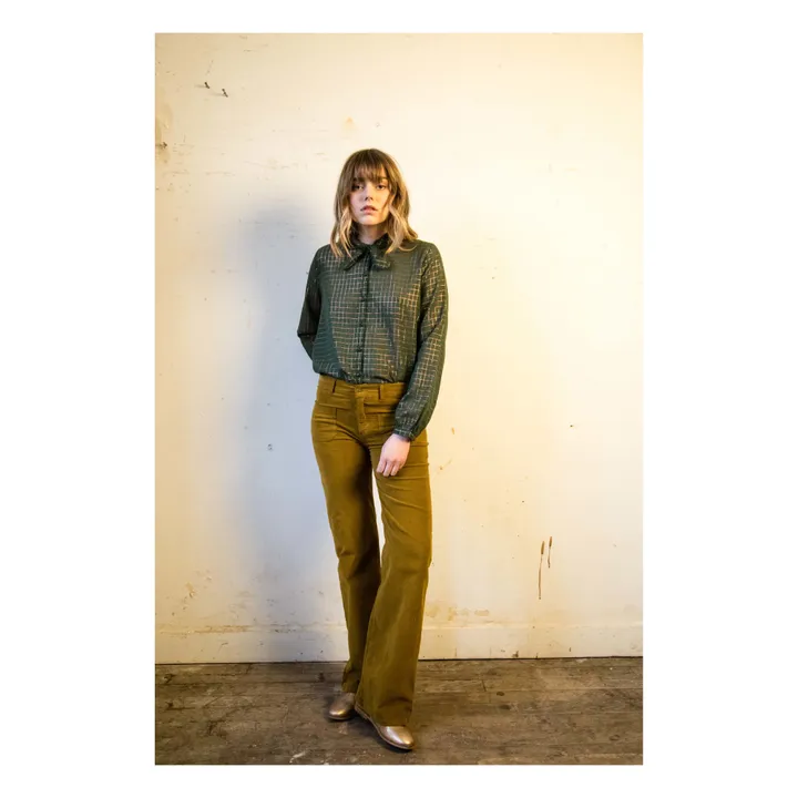 Blusa de lúrex a cuadros - Colección mujer  | Verde- Imagen del producto n°2