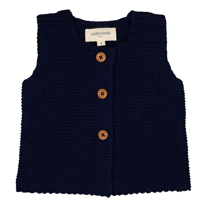 Gilet in lana merino Lulu | Blu marino- Immagine del prodotto n°0