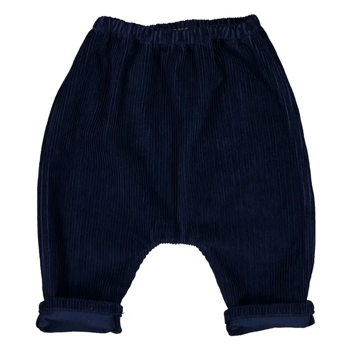 Jungle Velour Harem Pants | Navy blue- Product image n°1