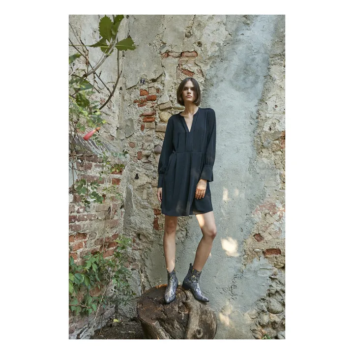 Vestido Benu de seda | Negro- Imagen del producto n°1