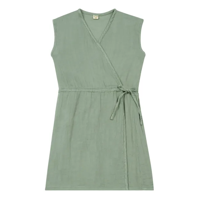 Vestido Grace de algodón orgánico | Verde arcilla