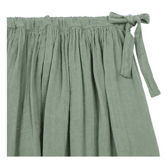 Falda larga Ava de algodón orgánico | Verde arcilla