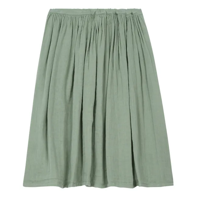 Falda larga Ava de algodón orgánico | Verde arcilla