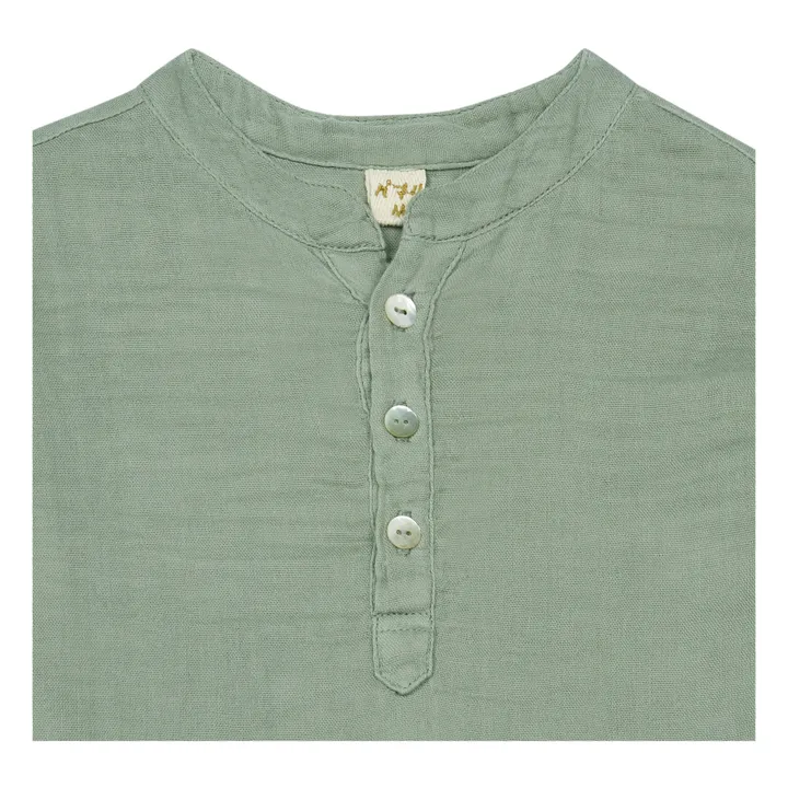 Kurta + Pantalón Dan de algodón orgánico | Verde arcilla- Imagen del producto n°1