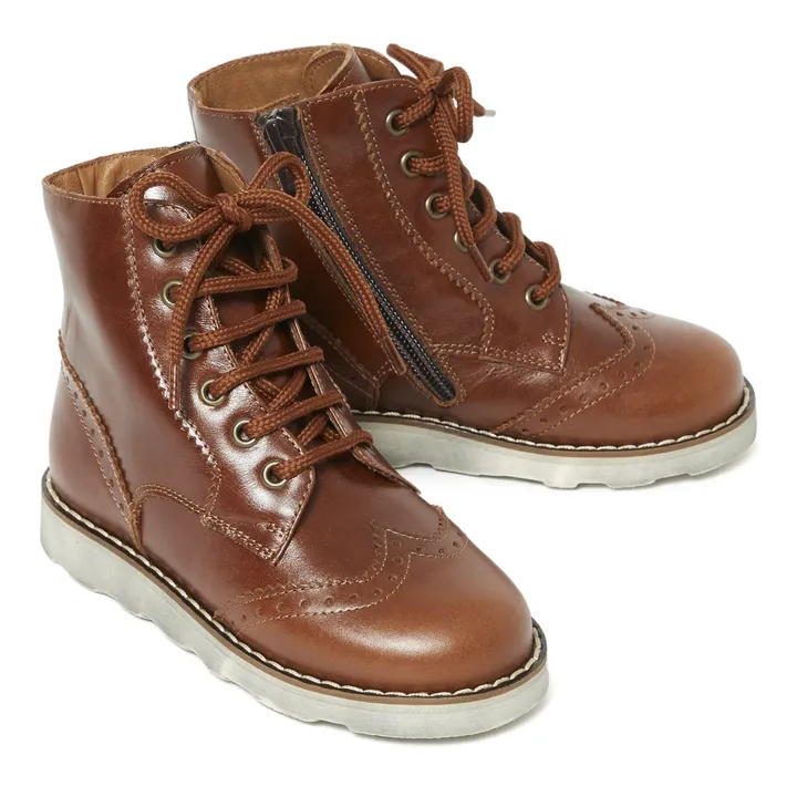 Lace-up Platform Boots | Caramel- Product image n°1