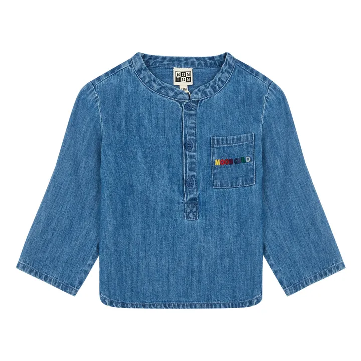 Chambray Matt Kurta Shirt | Denim blue- Product image n°0