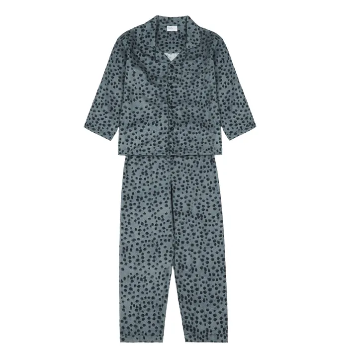 Pyjama Leopard Coton Bio | Bleu gris- Image produit n°0