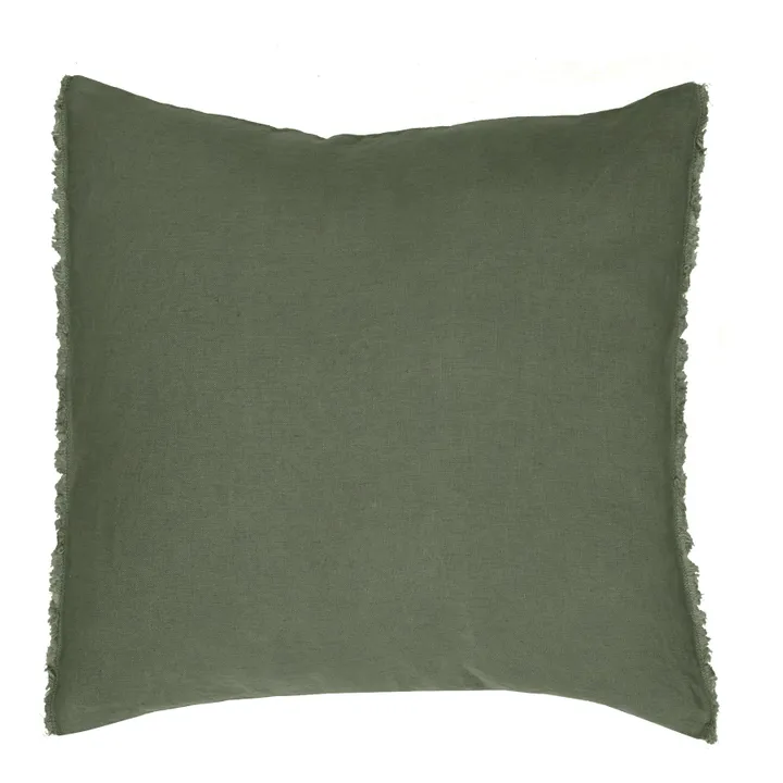 Fodera da cuscino in lino lavato | Verde militare- Immagine del prodotto n°0