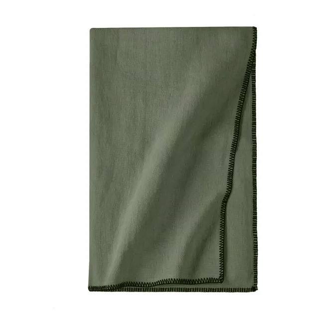 Mantel de lino lavado | Verde Kaki