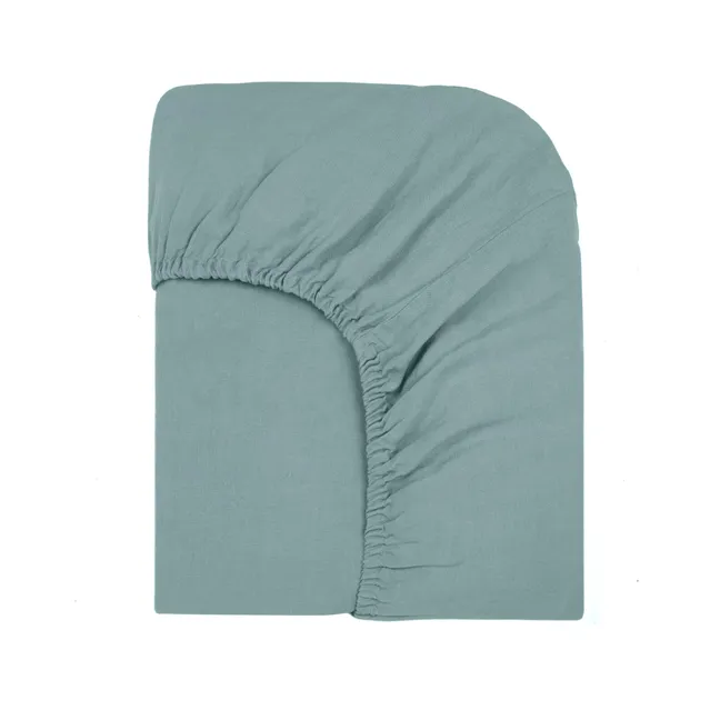 Washed Linen Fitted Sheet | Sky blue