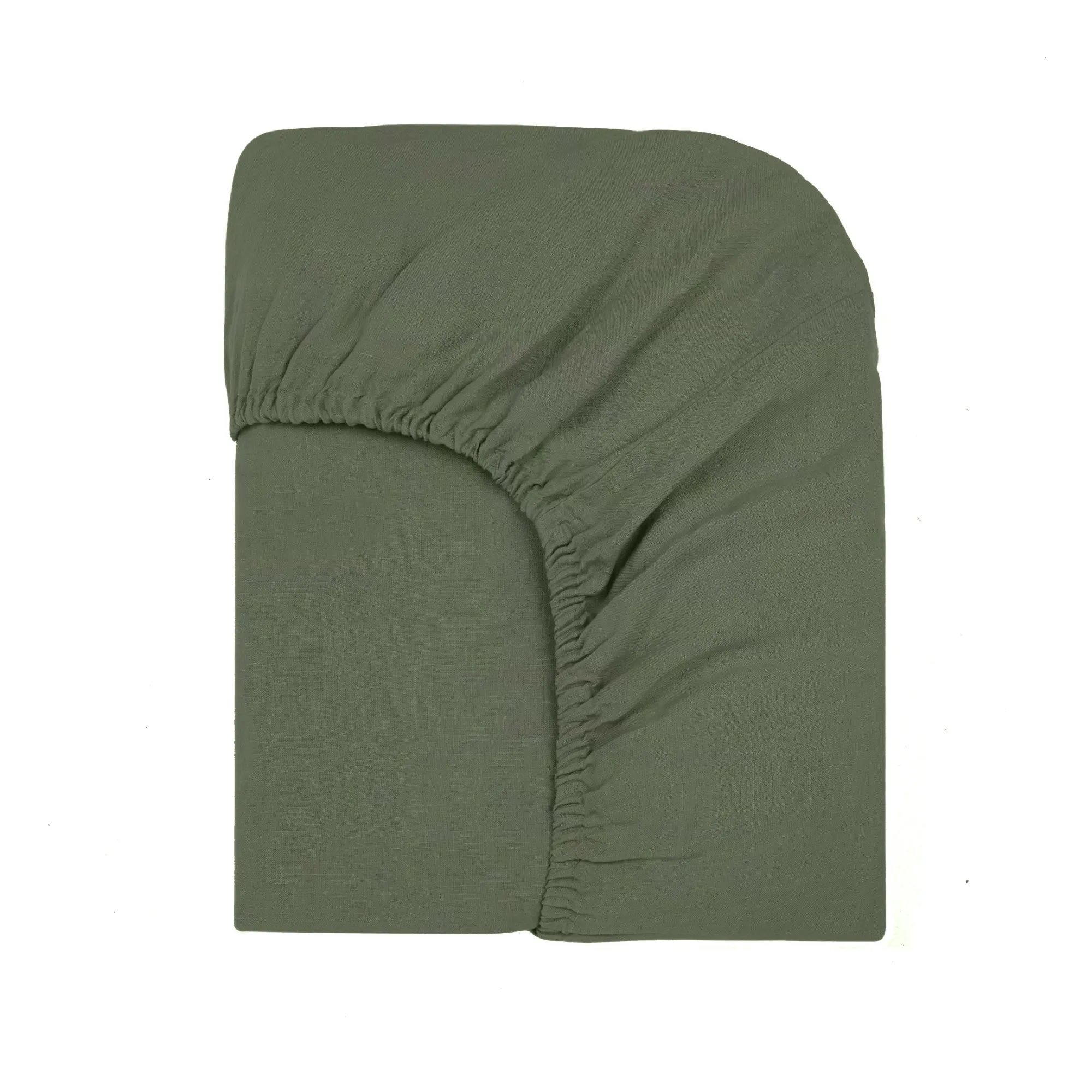 Communauté De Biens Khaki Washed Linen Fitted Sheet