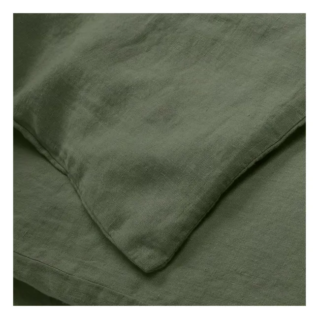 Funda nórdica de lino lavado | Verde Kaki