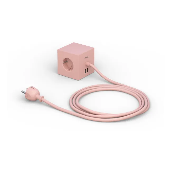 Square 1 Extension Cord with USB Port  | Pink