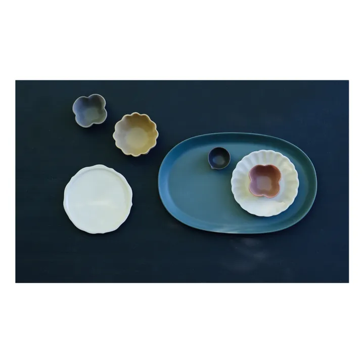 Mini Bordure Sharing Ceramic Plate | White satin- Product image n°1