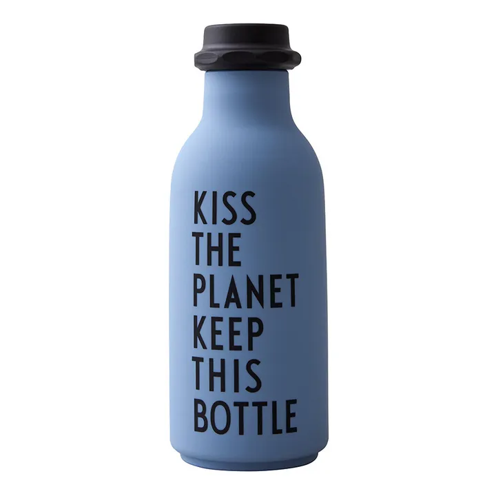 Trinkflasche Kiss the planet | Blau- Produktbild Nr. 0
