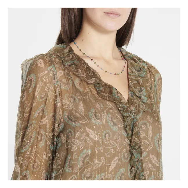 Bluse Lorine aus Seide -Damenkollektion | Khaki