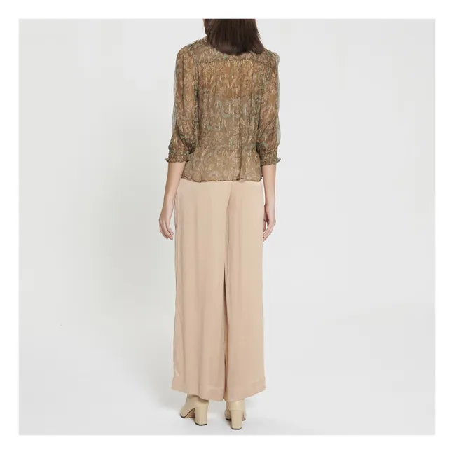 Bluse Lorine aus Seide -Damenkollektion | Khaki