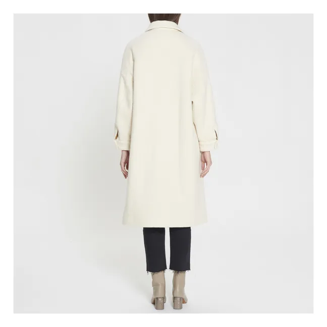Cappotto Ossidiana Twill di lana e cotone | Ecru