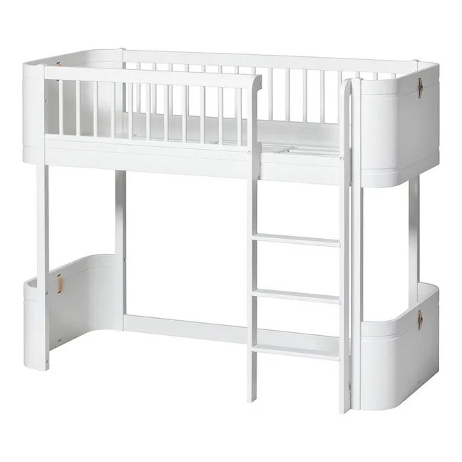 Mid-height Wooden Mini+ Bed 68x162cm | White