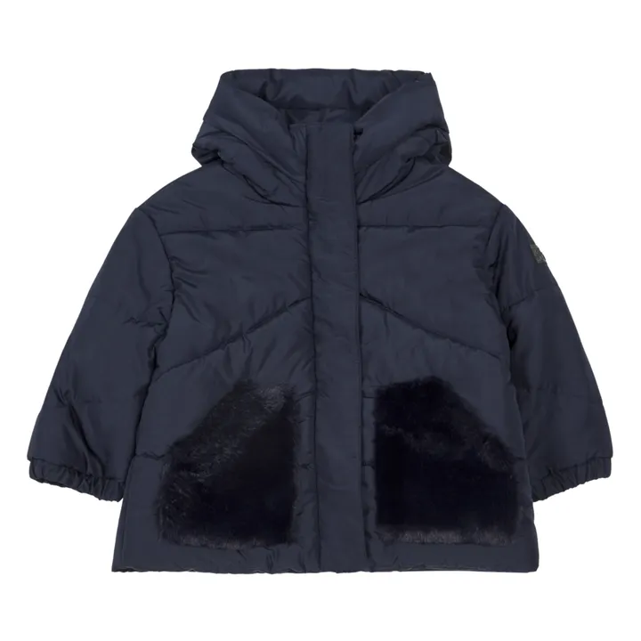 Hooded Down Jacket | Navy blue- Product image n°0