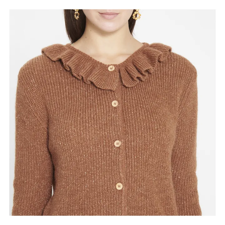 Alpaca Collarette Cardigan -Women's Collection | Brown- Product image n°2