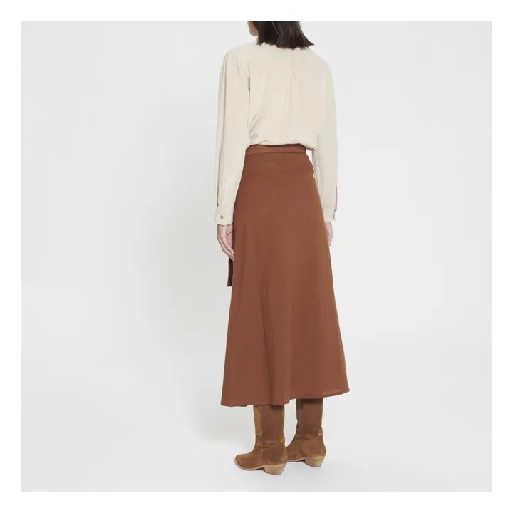 Falda de lana con cinturón | Marrón- Imagen del producto n°3
