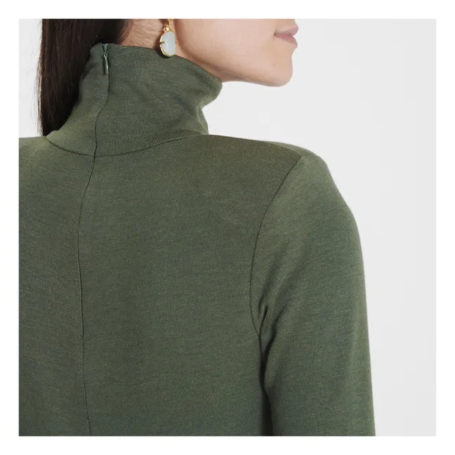 Lune Jersey Wool Top  | Chrome green