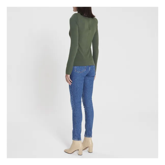 Lune Jersey Wool Top  | Chrome green