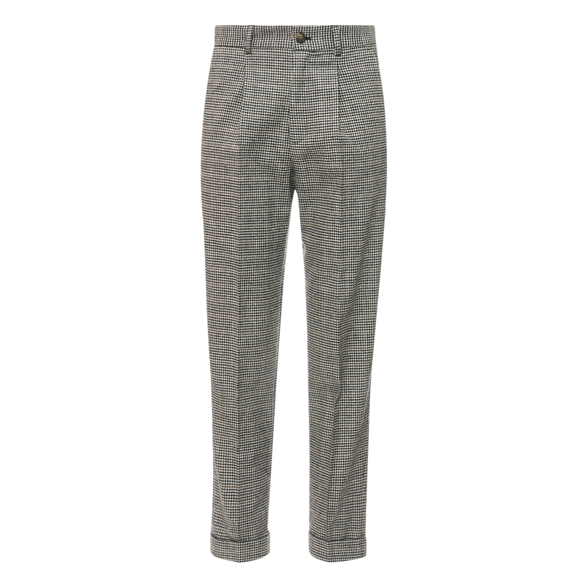 Leon & Harper Black Prosper Checkered Wool Trousers