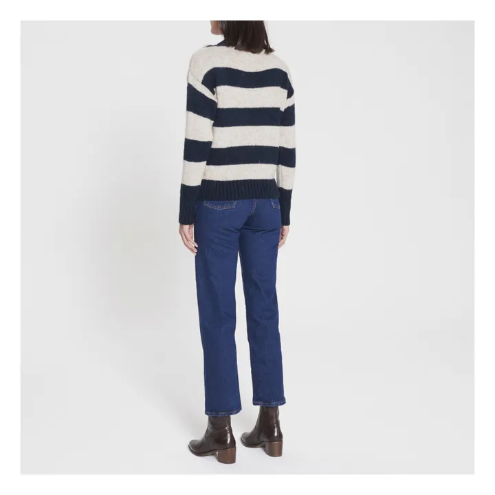 Maglione Miaki Stripes in lana d'alpaca | Blu marino- Immagine del prodotto n°3