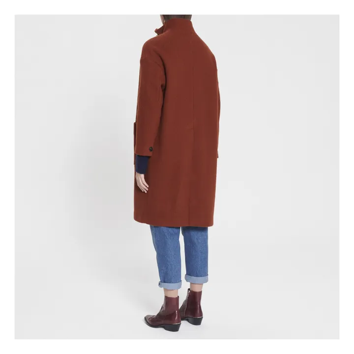 Abrigo cuello vuelto de lana | Marrón Rojizo- Imagen del producto n°5