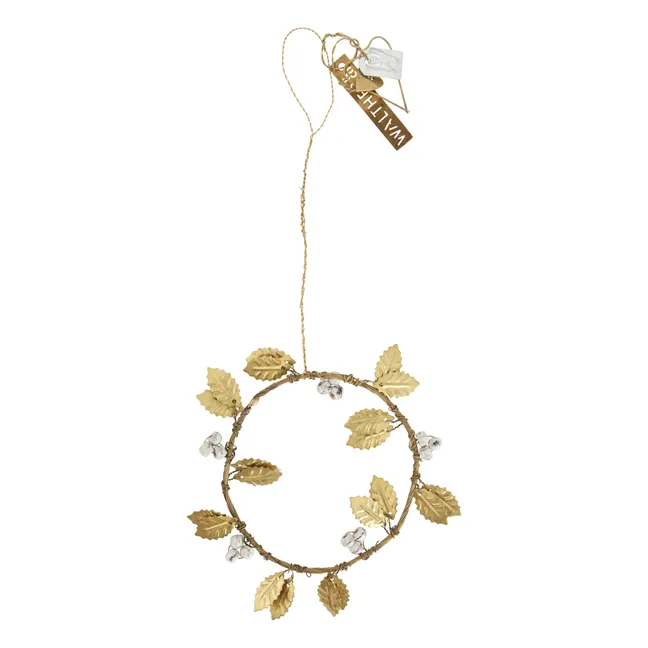 Holly Branch Decorative Hanging Wreath | Gold