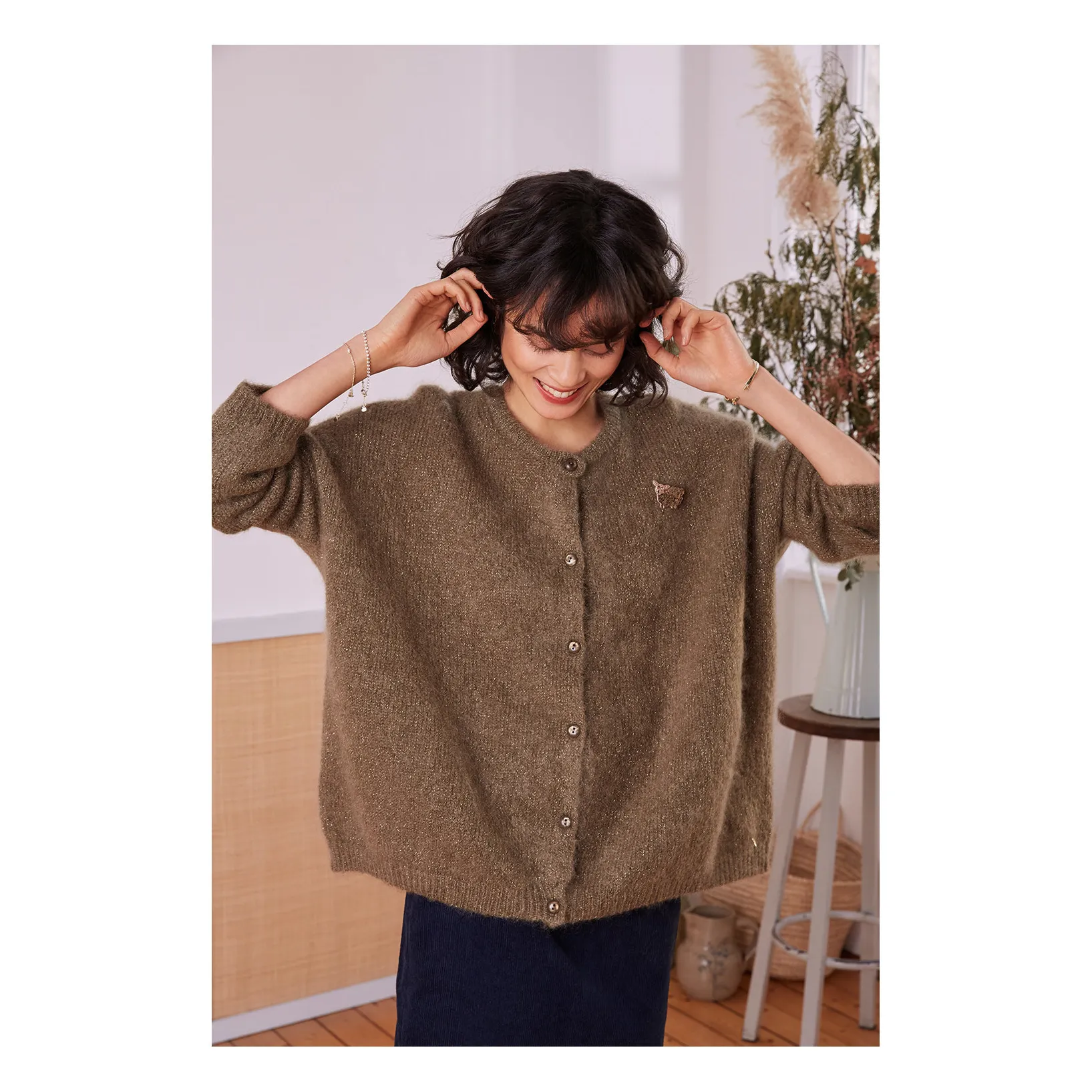 Des petits hauts Dorly Kid Wool and Mohair Cardigan Fern