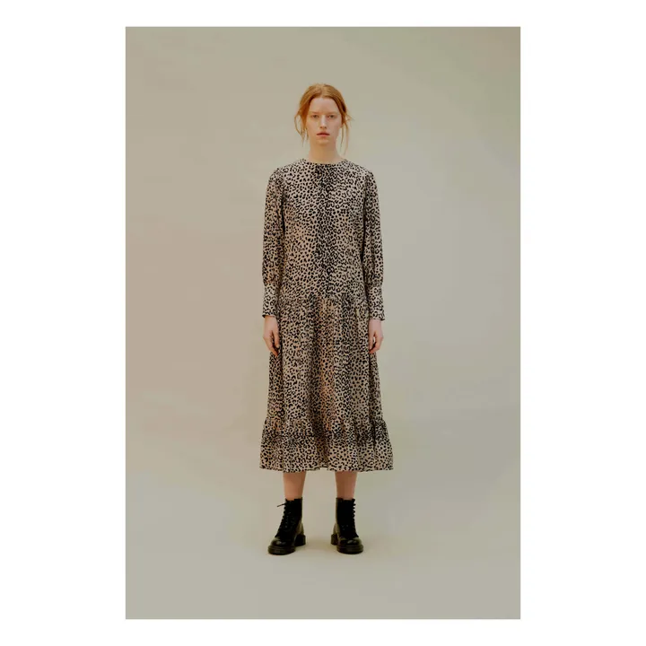 Cheetah Silk Wrap Dress | Beige- Product image n°3