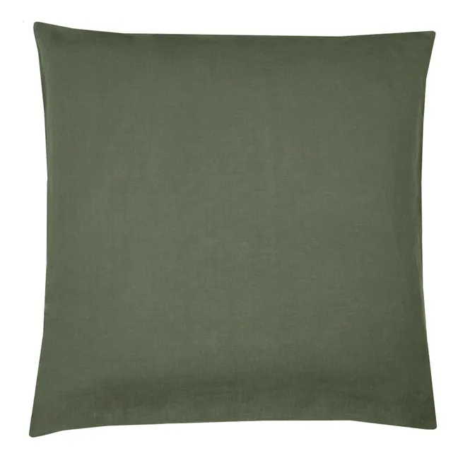Funda de amohada de lino lavado | Verde Kaki