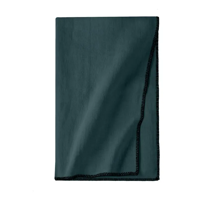 Oversewn washed linen tablecloth | Faded Blue