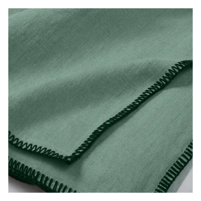 Oversewn washed linen tablecloth | Sage
