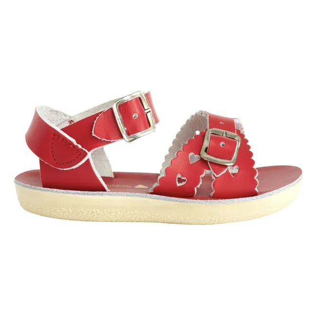 Sweetheart Waterproof Leather Sandals | Red