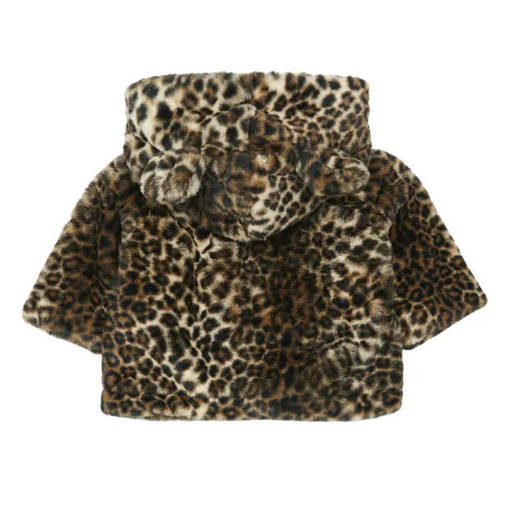 Faux Fur Leopard Coat | Camel- Product image n°1